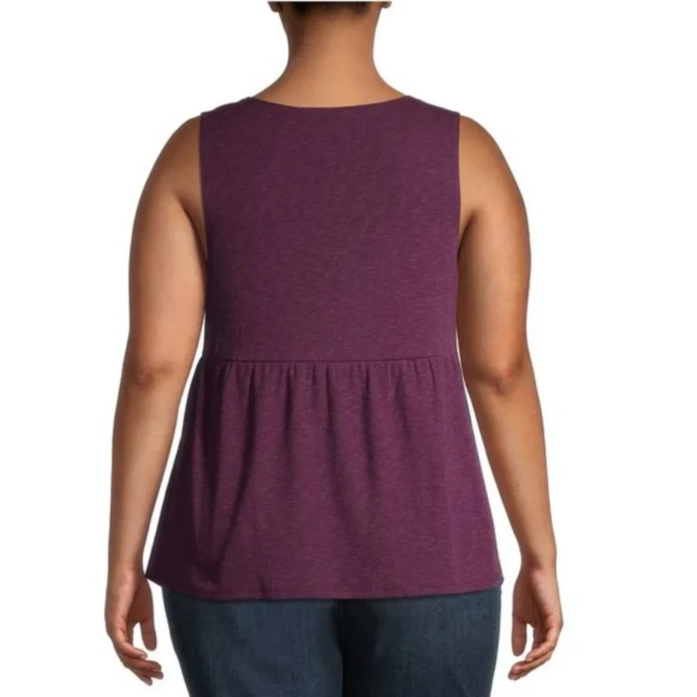 Terra & Sky Women's Plus Size Knit Peplum Tank 0X - Picture 3 of 6